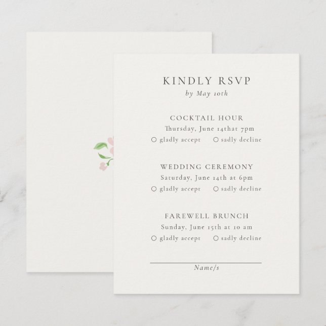 Ivory | Chic Wedding RSVP Response Card (Frente/Verso)