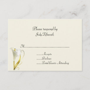 Ivory com cartão RSVP de Casamento de Calla Lily