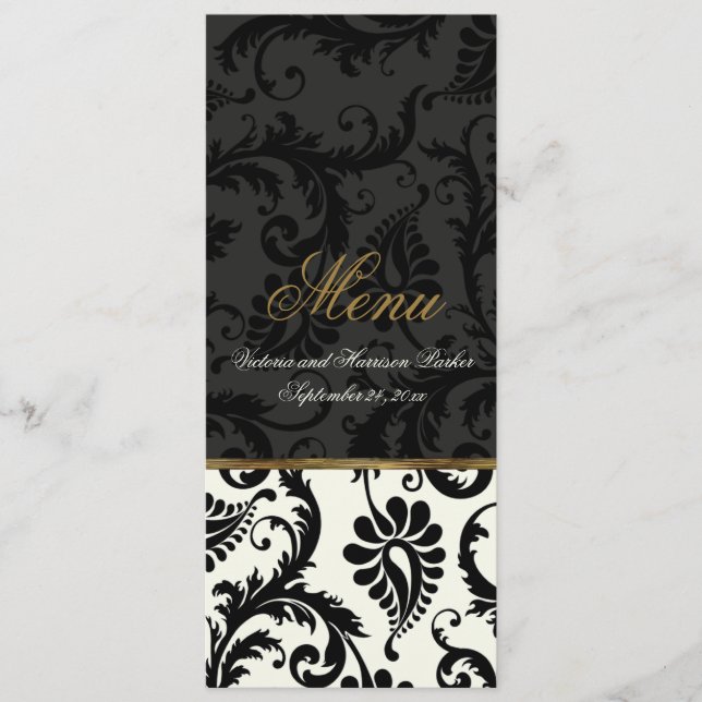 Ivory, Dourada, placa de menu Casamento tema damas (Frente)