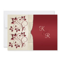 Ivory e Claret Monogrammed Convite