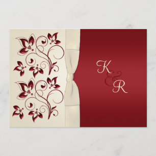 Ivory e Claret Monogrammed Convite
