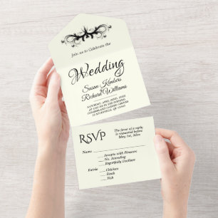 Ivory e Preto Tri Dobra com Rspv Casamento