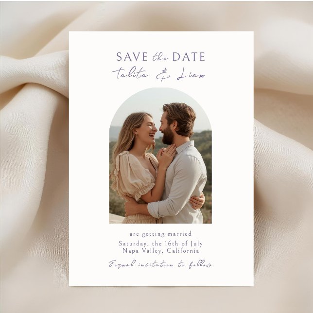 Ivory | Elegant Script Arch Wedding Save the Date (Criador carregado)