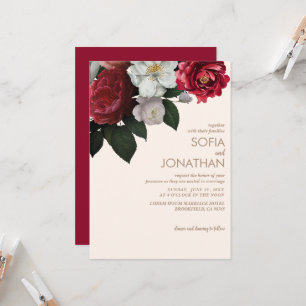 Ivory Fall Maroon Convite Floral para Casamento