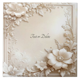 Ivory Flowers Ceramic Tile