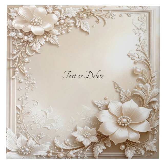 Ivory Flowers Ceramic Tile (Frente)