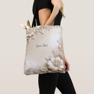 Ivory Flowers Tote Bag