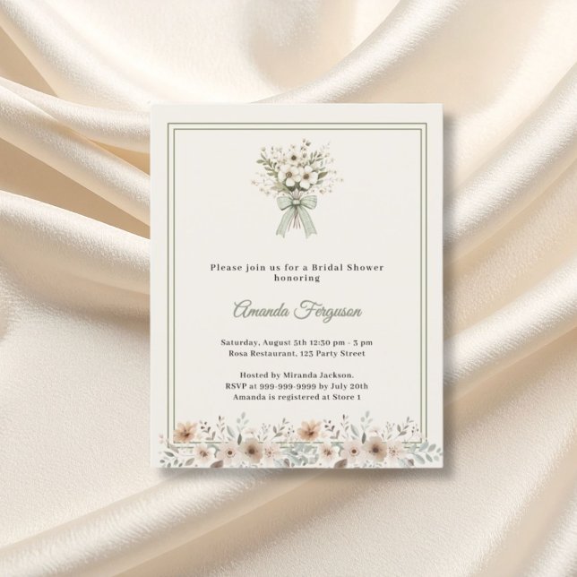 Ivory green florals Bridal Shower invitation (Criador carregado)