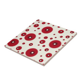 Ivory Red Dots Funky Whimsical Circle Pattern 