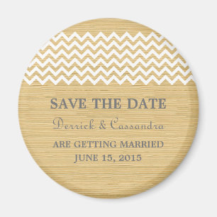 Ivory Rustic Imã salve a data Chevron