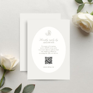 Ivory & Sand Cartão de Resposta Oval QR Floral
