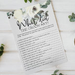 Ivory White Floral Game, o noivo diria Flyer<br><div class="desc">O que o jogo de chá de panela do Groom Say? Botânica de Aquarela,  Ivory White Watercolor Floral. Itens correspondentes para concluir sua coleção de eventos estão disponíveis em nossa loja Zazzle!</div>