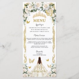 Ivory White Floral Quinceañera Brown Princess Menu