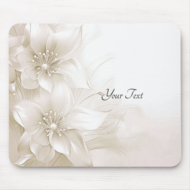 Ivory White Flowers Mousepad (Frente)
