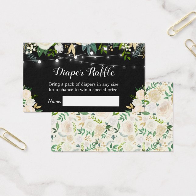 Ivory White Rose Floral Chá de fraldas Fralda Raff (Escritótio)
