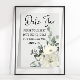 Ivory White Roses Floral Blooms Data Noite Poster