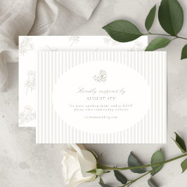 Ivory White & Sand | Floral Striped RSVP Response