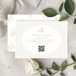 Ivory White & Sand | Floral Striped RSVP Response