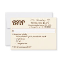 Ivory With Brown Typography Wedding RSVP