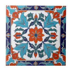 Iznik Flor Turca Laranja Vermelho Azul Branco Flor