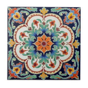 Iznik Persa Turco Colorido Reprodução Pintada à Mã