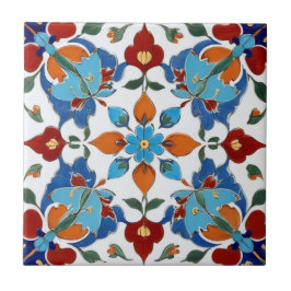 Iznik Turca Flor Vermelho Laranja Azul Branco Flor