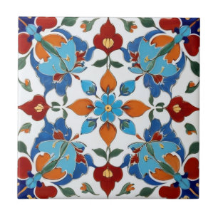 Iznik Turca Flor Vermelho Laranja Azul Branco Flor