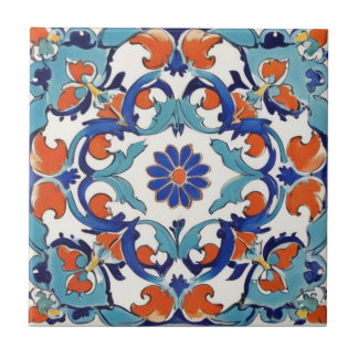 Iznik Turca Floral Vintage Turquoise Blue Flower