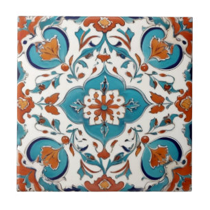 Iznik Turco Clássico Vermelho Turquesa Azul
