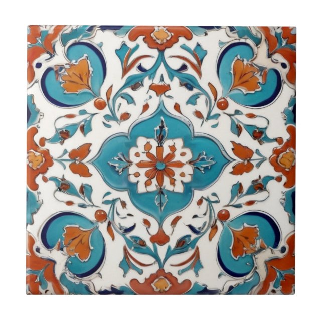 Iznik Turco Clássico Vermelho Turquesa Azul (Frente)