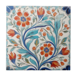Iznik Turco Floral Verde Azul Laranja Vermelho Azu