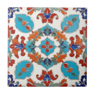 Iznik Turco Floral Vintage Red Blue Simétrico