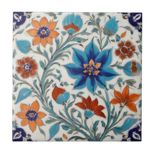 Iznik Turco Vintage Floral Blue Flowers Antiquado