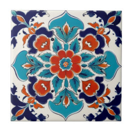 Iznik Turco Vintage Floral Red Blue Tradicional