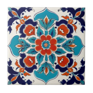 Iznik Turco Vintage Floral Red Blue Tradicional