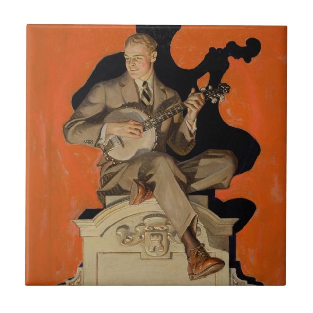 J.C. Leyendecker Tocador de Banjo 1920 Arte Art Dé (Frente)