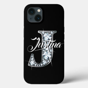 J Faux Diamond Bling Monogram