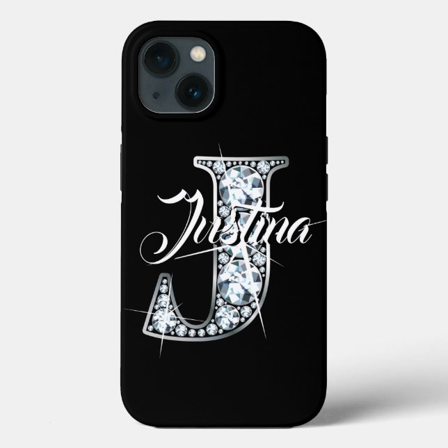 J Faux Diamond Bling Monogram (Verso)