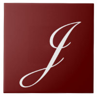 J Monograma Branco Inicial em Maroon