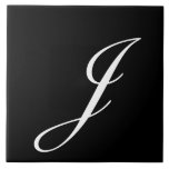 J Monograma Branco inicial em preto<br><div class="desc">Letra branca clássica monograma em fundo preto,  J.</div>