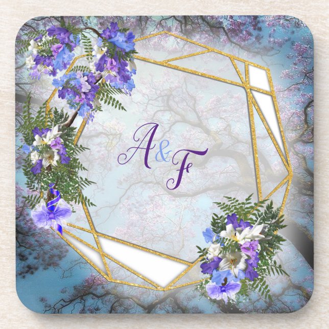 Jacaranda Floresce & Lírio Conjunto de Porta-Copos (Frente)
