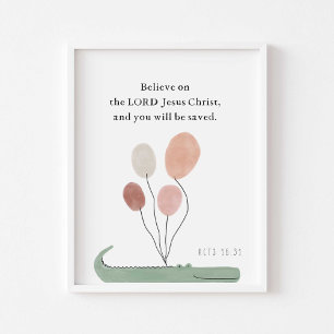 jacaré bíblia com balões poster