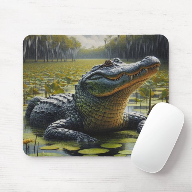 Jacaré no Mousepad do Touro Gator do Pântano (Com mouse)