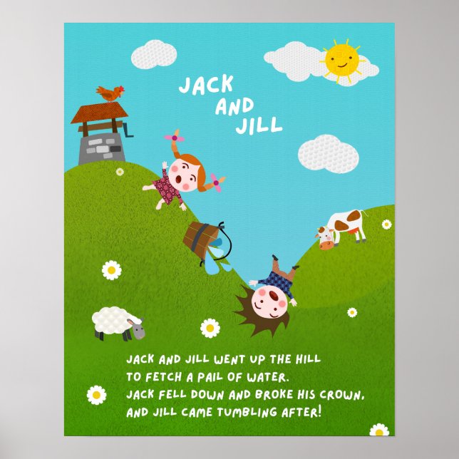 Jack and Jill Nursery Rhyme Classroom Poster (Frente)