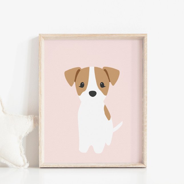 Jack Russel Puppy Pink Nursery Decor Poster (Criador carregado)