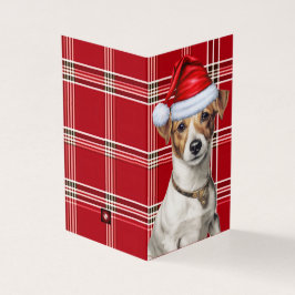 Jack Russell Cachorro de Natal com Xadrez de Feria