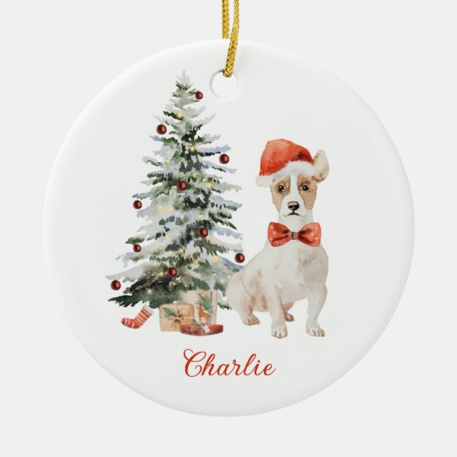 Jack Russell Dog Enfeites de natal Personalizado (Frente)