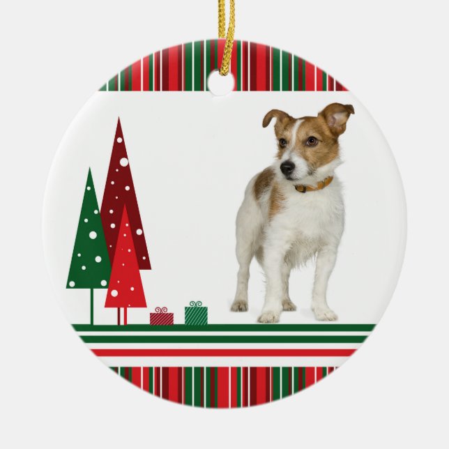 Jack Russell Retro Enfeites de natal (Frente)