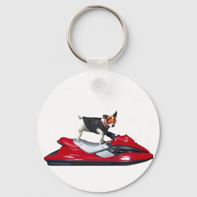 Jack Russell Terrier em Jetski chaveiro (Frente)