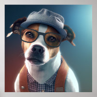Jack Russell Terrier Hipster Cão Poster